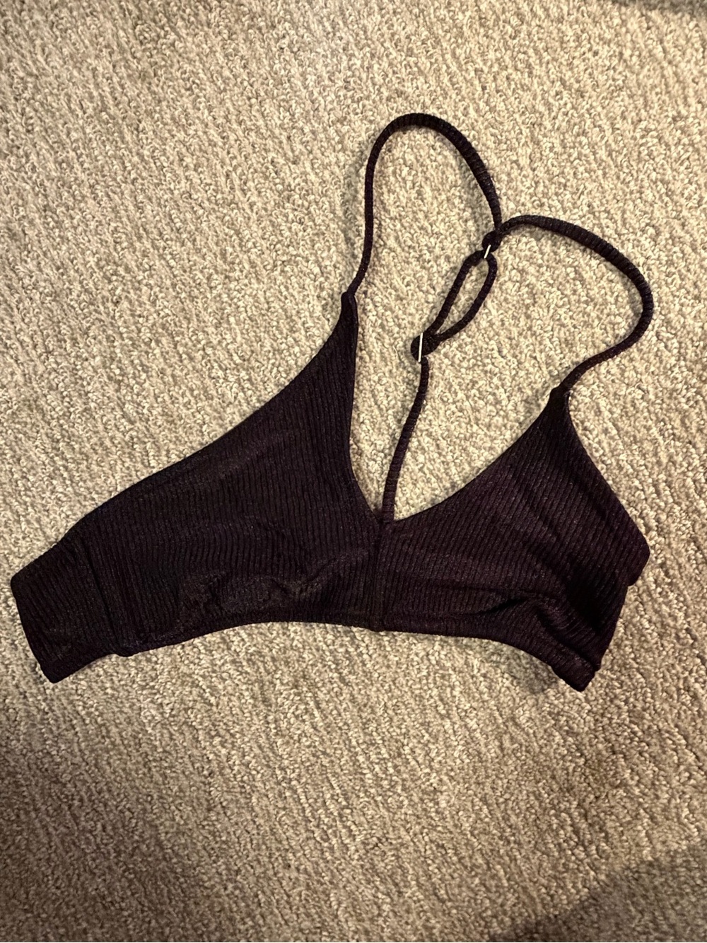 aerie Black Ribbed Triangle Bralette